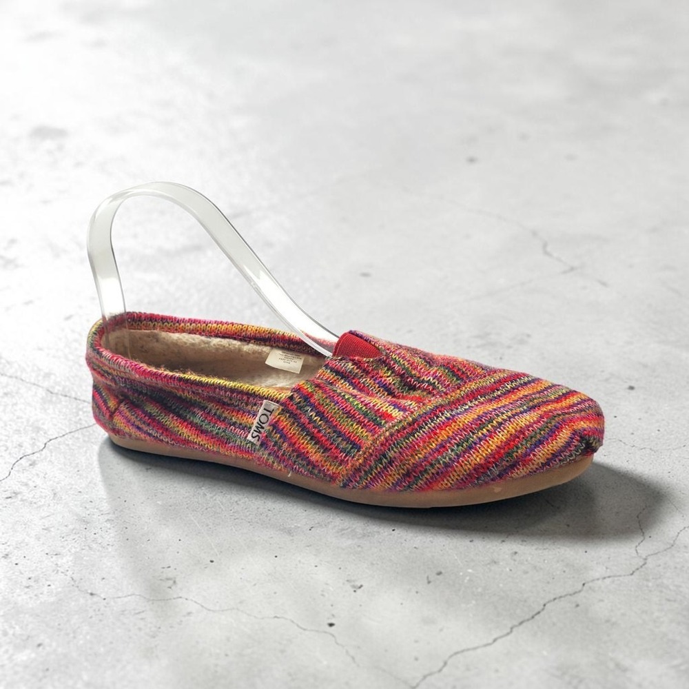 TOMS Womens Alpargata Multi Color Space Dye Knit Faux Shearling Slip On Flats 9W